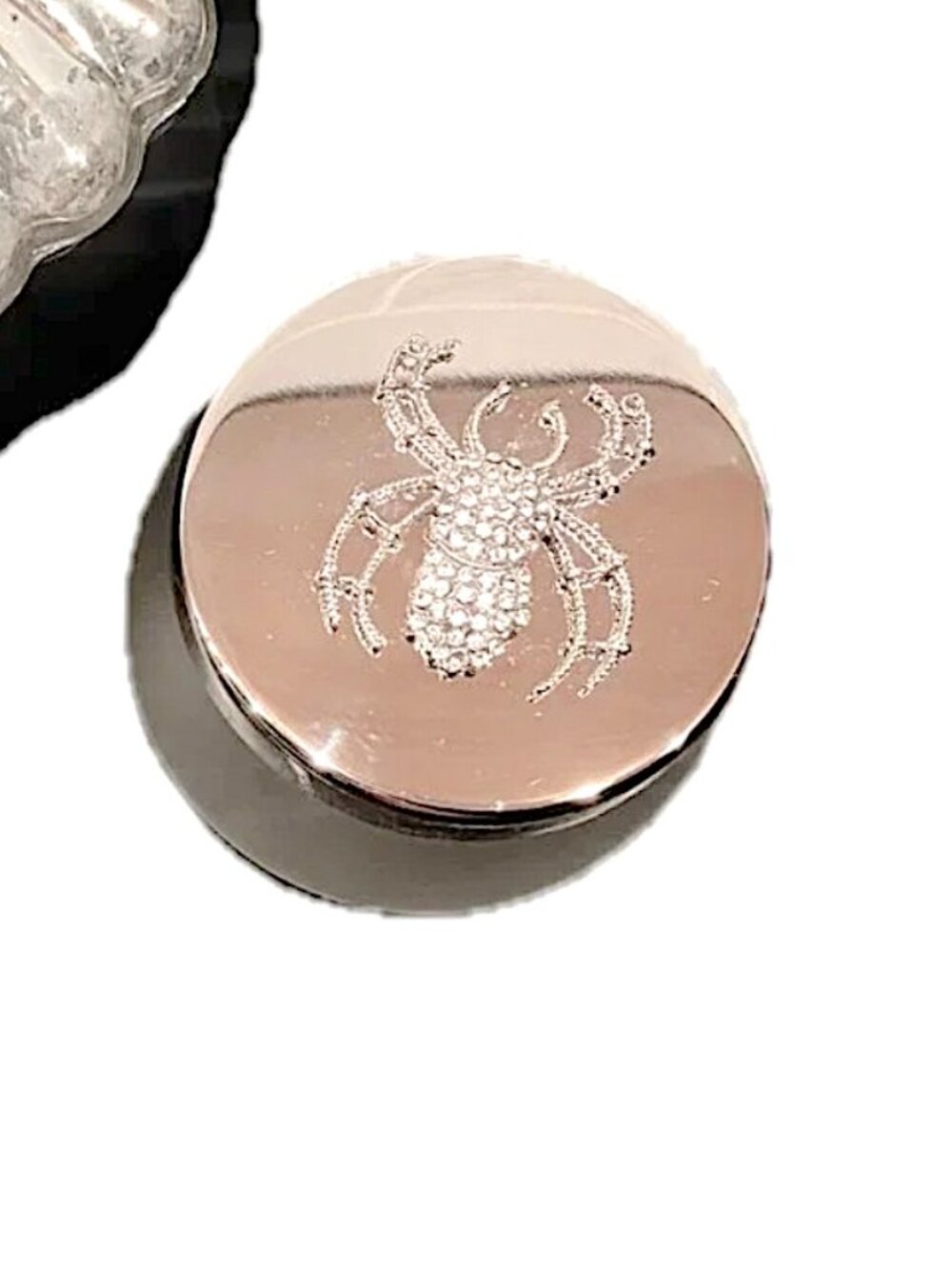 Halloween Bling! BeJeweled Spider Stash Jar Frosted Glass Crystal Spider Lid
